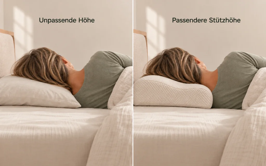 Vergleich zwischen unpassender und passenderer Stützhöhe